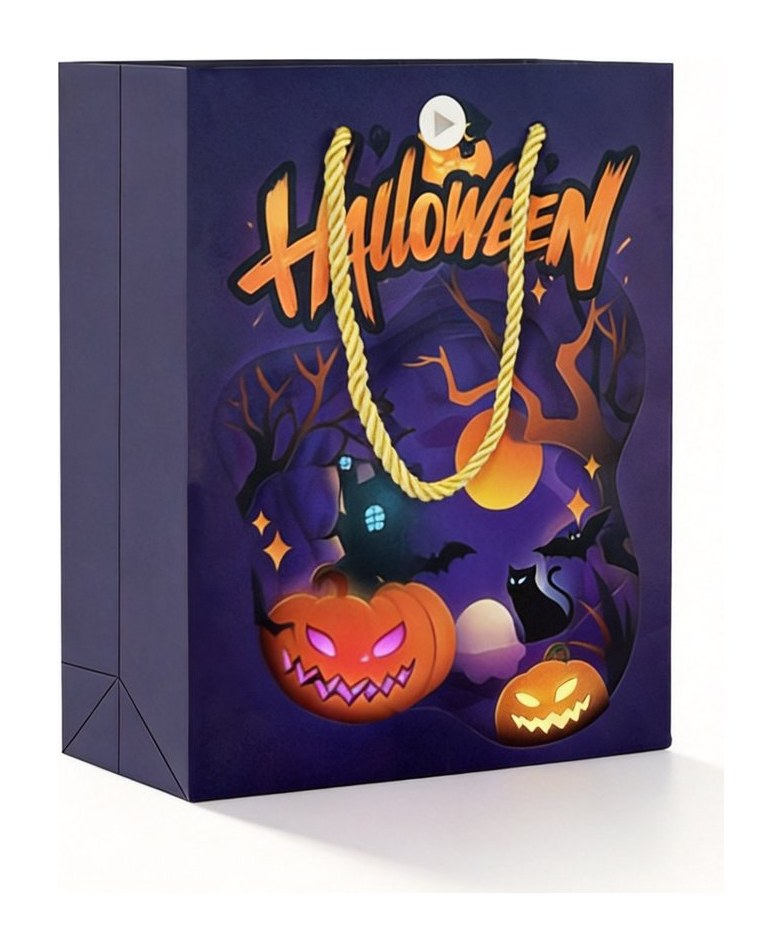 POPGIFTEE musical light-up Halloween gift bag with LED fireworks