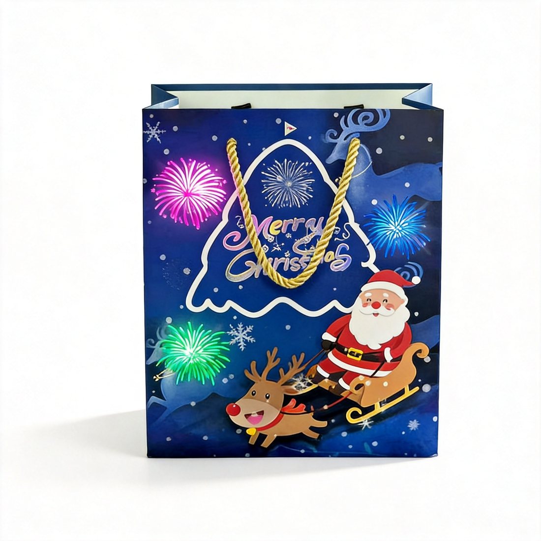 POPGIFTEE Santa and sleigh musical light-up gift bag