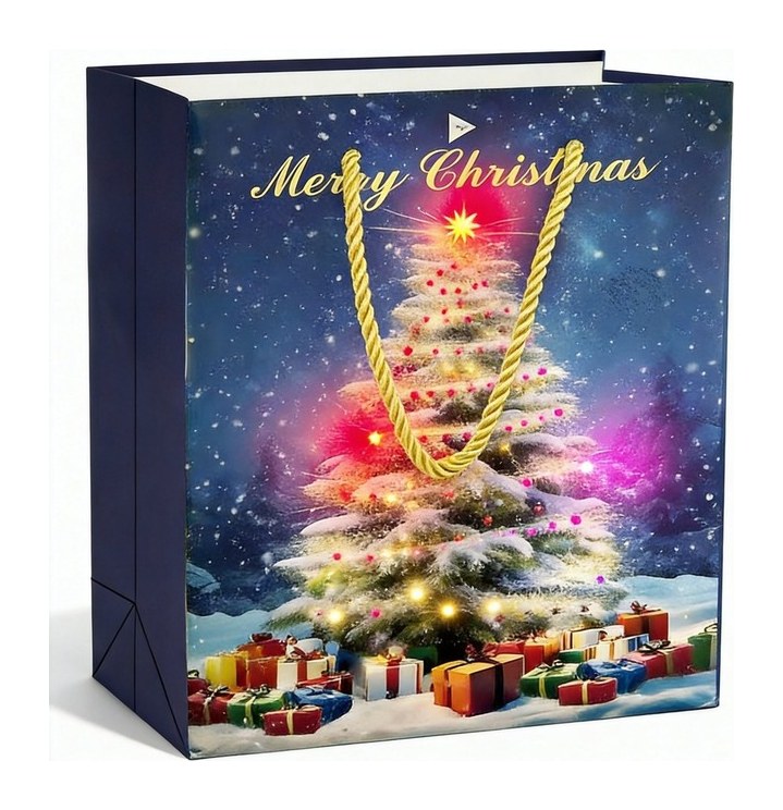 POPGIFTEE musical light-up Christmas tree gift bag