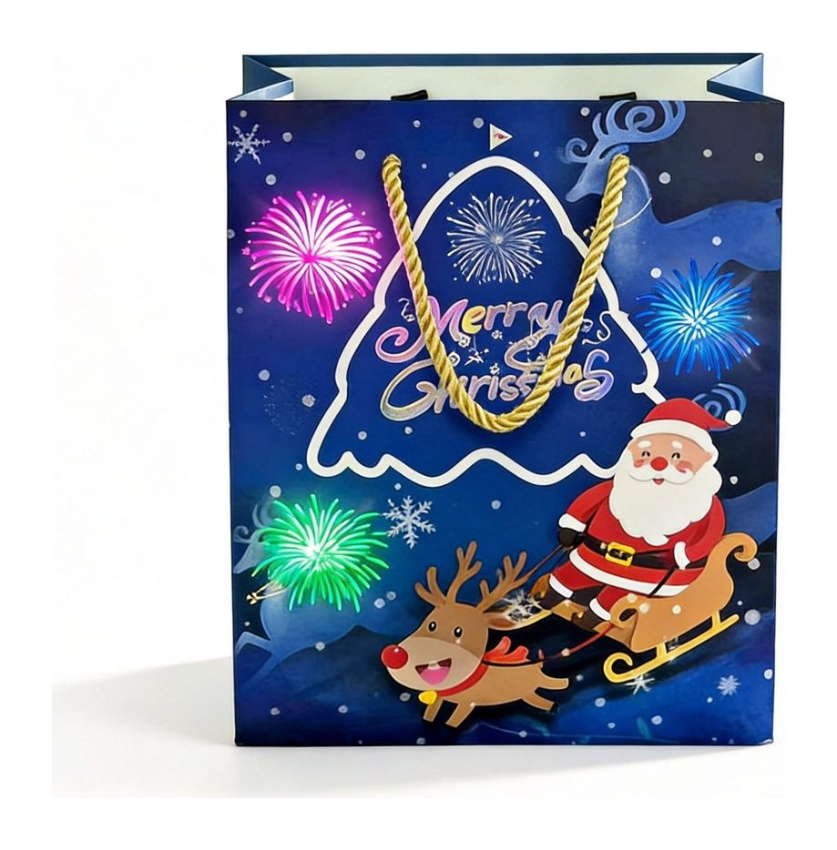 POPGIFTEE Santa and sleigh musical light-up Christmas gift bag